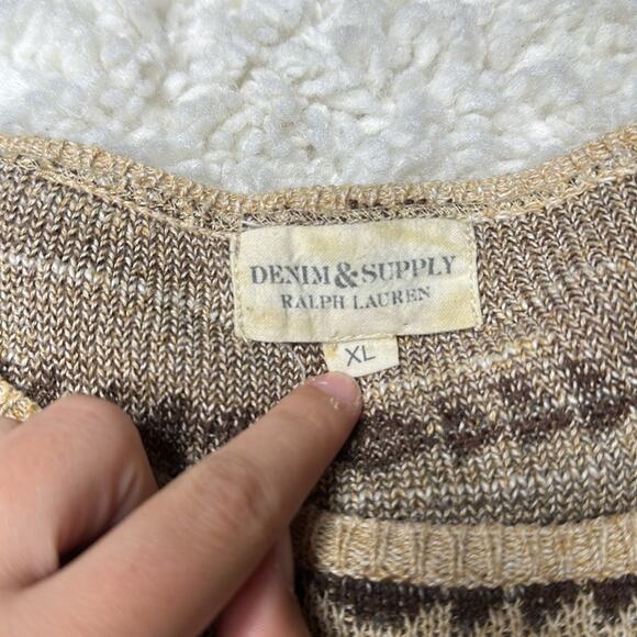Denim & Supply Ralph Lauren Brown Cream Western Knit Sweater Geometric CA13 - Picture 3 of 12